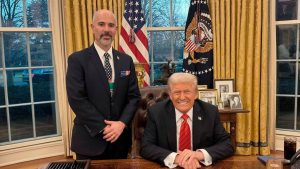 Terry Cole and Donald Trump in the Oval Office of the White House