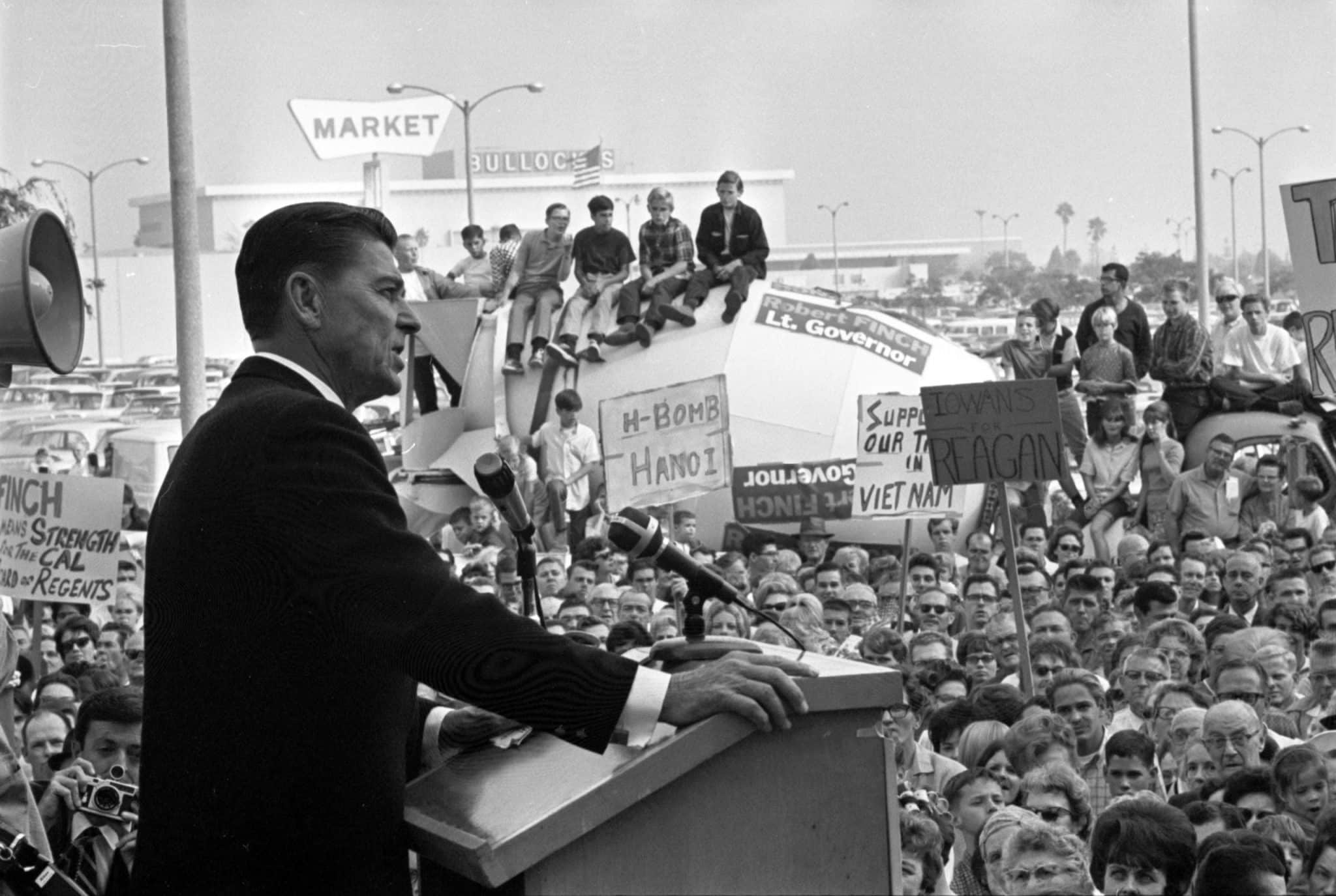 ronald reagan speaking during a campaign event
