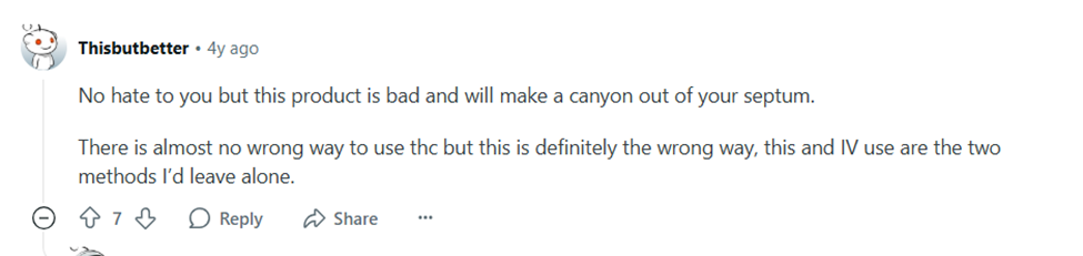 post on reddit explaining the dangers of snorting substances